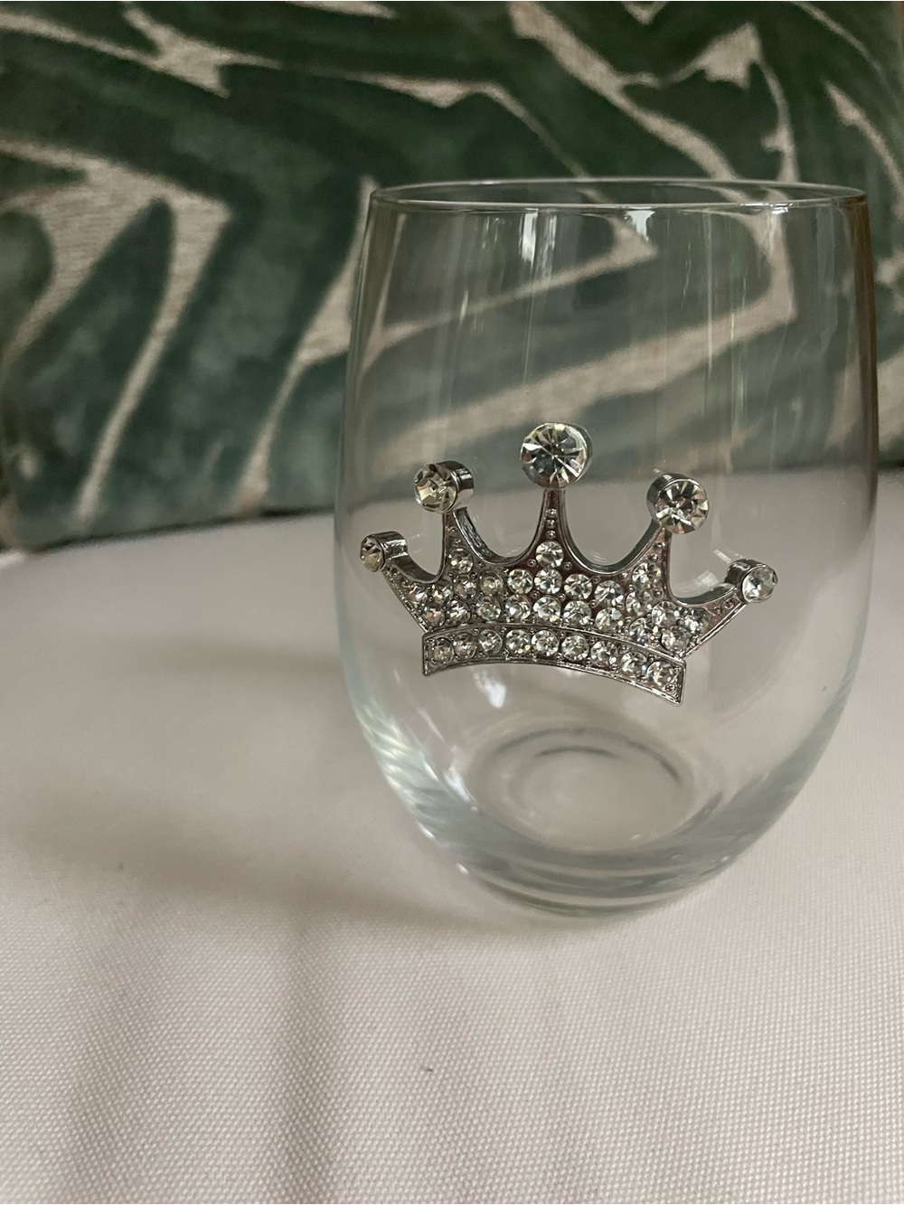 The Queens Jewels Tiara Jeweled Stemless Wine Glass Rhinestone Crown USA NWOB - Picture 2 of 4